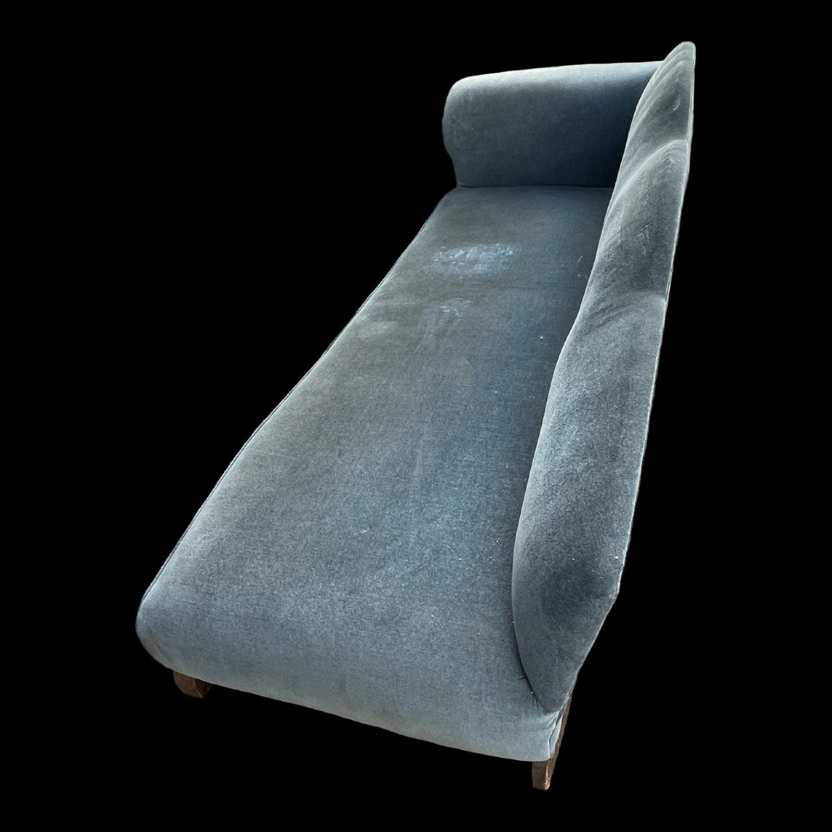 Récamier Meridian Chaise Longue Sofa Art Deco Ca 1930, Velvet Fabric To Clean Or Replace-photo-2